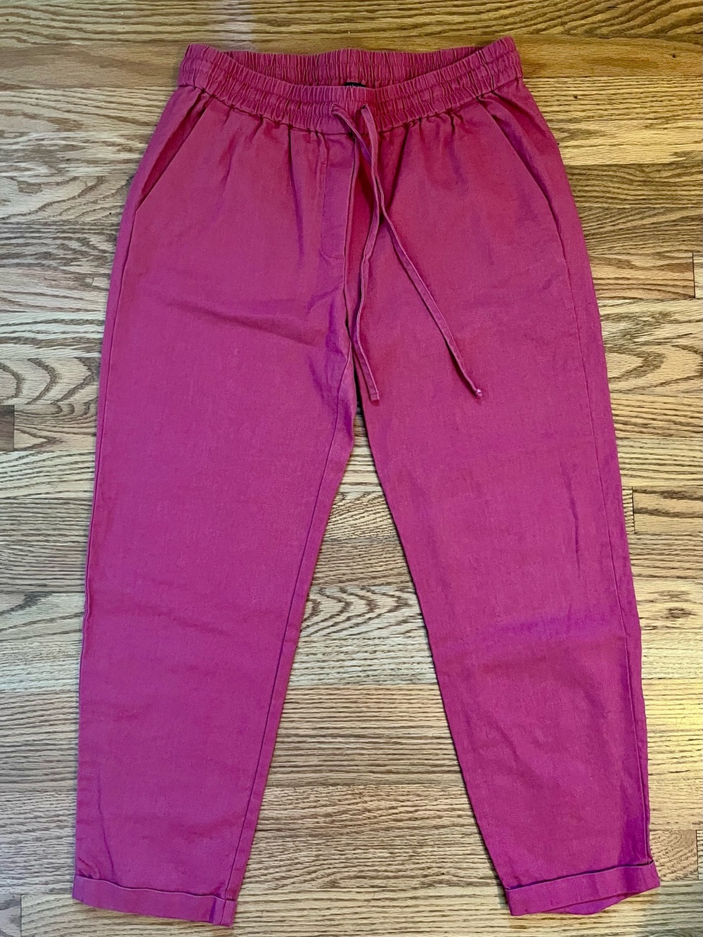 J Crew Women’s Casual Drawstring cropped Pants - Raspberry Pink Sz 8